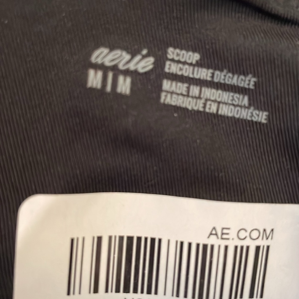 Aerie Black Scoop Wide Strap‎ Ribbed Pullover Bikini Top NWT - Picture 9 of 10